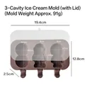Space themed 3-cavity silicone popsicle mold with astronaut and alien shapes, brown - Astronaut Alien / 3-Cavity With Lid / Brown
