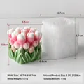 3D tulip flower bouquet square silicone mold for DIY handmade candles and crafts - Tulip Square (J-5621)