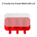 Red 3-cavity space themed silicone popsicle mold with transparent lid for DIY ice cream - Rocket Satellite / 3-Cavity With Lid / Red