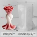 Moule silicone pour bougies roses et échantillon fini avec détails de dimensions - Courbe de Rose (J-5612) / Courbe de Rose J-5612
