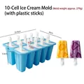 Blue 10-cavity silicone popsicle mold set with plastic sticks, dimensions 22.8x14x8.6cm - 10-Cavity with Handle Style / Blue