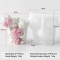 Molde de silicona de pareja de osos con flores y globos para velas y artesanías hechas a mano - Oso Pareja (J-5605) / 1 Pieza