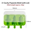 3-cavity space theme silicone popsicle mold with lid and dimensions - Rocket Satellite / 3-Cavity With Lid / Green