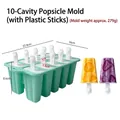 Teal 10-cavity silicone popsicle mold with size markings for homemade ice cream - 10-Cavity with Handle Style / Green