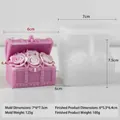 Moule en silicone pour bougie parfumée coffre à roses DIY avec les dimensions - Coffre au Trésor Rose J-5603