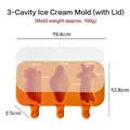 Orange space themed 3-cavity silicone popsicle mold with transparent lid and sizes - Rainbow Shooting Star Balloon / 3-Cavity With Lid / Orange