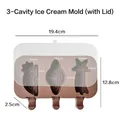 Space-themed 3-cavity silicone ice pop mold with lid and detailed size measurements - Rainbow Shooting Star Balloon / 3-Cavity With Lid / Brown