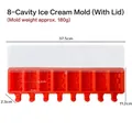 8-cavity red silicone popsicle mold with transparent lid and dimension markings - 8-Cavity Geometric J-549 / Lid Included / Red