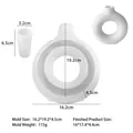 Circular donut vase silicone mold showing precise dimensions for DIY resin gypsum casting - Large Round Vase (J-541a)