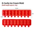 8-cavity red heart-shaped silicone popsicle mold for DIY homemade ice cream bars - Heart Shape (J-517) / 8 Cavity / Red