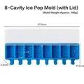 Blue 8-cavity food-grade silicone popsicle mold with lid and geometric textures. - 8-Cavity Geometric J-549 / Lid Included / Blue