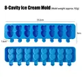 Blue 8-cavity heart shaped silicone popsicle mold for DIY homemade ice cream - Heart Shape (J-517) / 8 Cavity / Blue