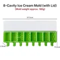 8-cavity green silicone popsicle mold with geometric patterns and lid for DIY ice cream - 8-Cavity Geometric J-549 / Lid Included / Green