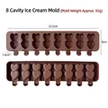 8-cavity heart-shaped silicone ice cream popsicle mold in brown with measurements - Heart Shape (J-517) / 8 Cavity / Brown