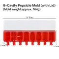Red 8-cavity food-grade silicone popsicle mold with lid and specific dimensions - 8-Cavity Geometric J-360 / Lid Included / Red