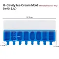 Blue 8-cavity silicone ice cream mold with lid and dimensions for DIY popsicles - 8-Cavity Geometric J-360 / Lid Included / Blue