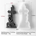 Halloween cross tombstone mold with skeleton and skull for DIY candle making - Cross Mold J-5718