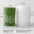 Christmas poinsettia relief silicone mold for candles showing mold and product sizes - Poinsettia Relief / Christmas Cylinder J-5743