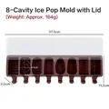 8-cavity brown silicone popsicle mold with lid and detailed size measurements - 8-Cavity Geometric J-360 / Lid Included / Brown