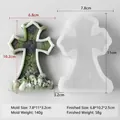 Cross tombstone silicone mold with dimensions for DIY Halloween candle making craft - Cross Mold J-5719