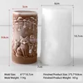 Cylindrical silicone mold with forest animal relief for DIY candle and resin craft - Forest Animal Relief / Christmas Cylinder J-5744