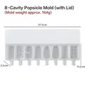 Professional 8-cavity silicone popsicle mold with lid for DIY homemade ice cream bars - 8-Cavity Geometric J-360 / Lid Included / White