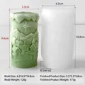 Cylindrical silicone mold for Christmas relief candle with detailed size annotations - Snowy Village Relief / Christmas Cylinder J-5745