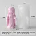 Stampo in silicone per candela ragazza in preghiera con dettagli su dimensioni e peso - Stampo Ritratto J-5725 / Stampo 5.7x5x10.4cm