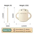 Food grade silicone baby straw cup with animal lid and dual handles - Straw Cup / 155g (95x120mm) / Beige