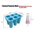 Blue 6-cavity silicone spiral popsicle mold with dimensions for DIY ice cream - Spiral (J-291) / Blue