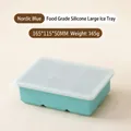 Nordic Blue food-grade silicone ice cube tray with lid, large 6-grid square mold - 6 Grids / Blue