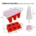 6-cavity foldable silicone popsicle mold with 100ml capacity and measurements - Cloud Style (J-289) / Red