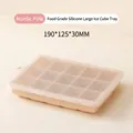 Nordic pink food-grade silicone ice cube tray with lid, 15 cavities, 190x125x30mm. - 15 Grids / Pink