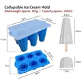 Blue foldable 6-cavity silicone popsicle mold shown with precise measurements - Cloud Style (J-289) / Blue
