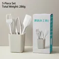5-piece silicone kitchen utensil set with storage container and gift box - White Mini (Deluxe) / 5-Piece Color Boxed