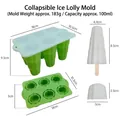 Foldable 6-cavity green silicone popsicle mold with detailed dimension markings - Cloud Style (J-289) / Green