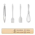 Professional 4-piece white silicone kitchen utensil set for baby food and baking - White Mini (Regular) / 4-Piece Bulk Set