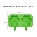 Green 2-cavity cat paw shaped silicone popsicle mold with dimensions for homemade ice cream - Double Cat Paw (J-116) / Mold With Lid / Random Color