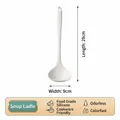 Minimalist white food-grade silicone soup ladle for non-stick cookware 29cm length - White Soup Spoon / Thin