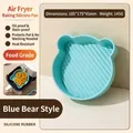 Light blue bear-shaped silicone baking tray for air fryer 185x175x45mm heat resistant - Bear Style / Blue