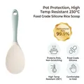 Heat-resistant food grade silicone rice paddle spoon in white and mint green finish - Blue-White Rice Spoon / Thin
