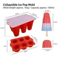 Collapsible 6-cavity red silicone popsicle mold with lid for homemade ice cream - Shell Style (J-288) / Red