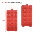 Professional red 15-cavity flower silicone mold for DIY chocolate and candy making - Small Round (J-137) / Pink
