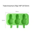 Green 3-cavity snowman silicone popsicle mold for homemade ice cream and pudding - 3-Cavity Snowman (J-118) / Mold With Lid / White