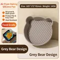 Reusable grey bear-shaped silicone air fryer liner and baking tray for oven use - Bear Style / Gray