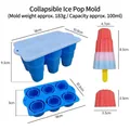 Foldable 6-cavity blue silicone ice pop mold with mold and popsicle dimensions - Shell Style (J-288) / Blue