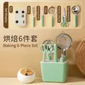 Juego profesional de 6 utensilios de repostería verde menta con base de soporte incluida - Juego de Repostería de 6 Piezas / Verde