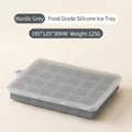Nordic grey food-grade silicone ice cube tray with a transparent lid 195x125x30mm - 24 Grids / Gray