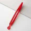Durable 9-inch red plastic food tongs for BBQ, baking, and serving cakes or steaks - Red / 9 Inch