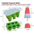 Foldable 6-cavity green silicone popsicle mold with lid for homemade ice cream bars - Shell Style (J-288) / Green